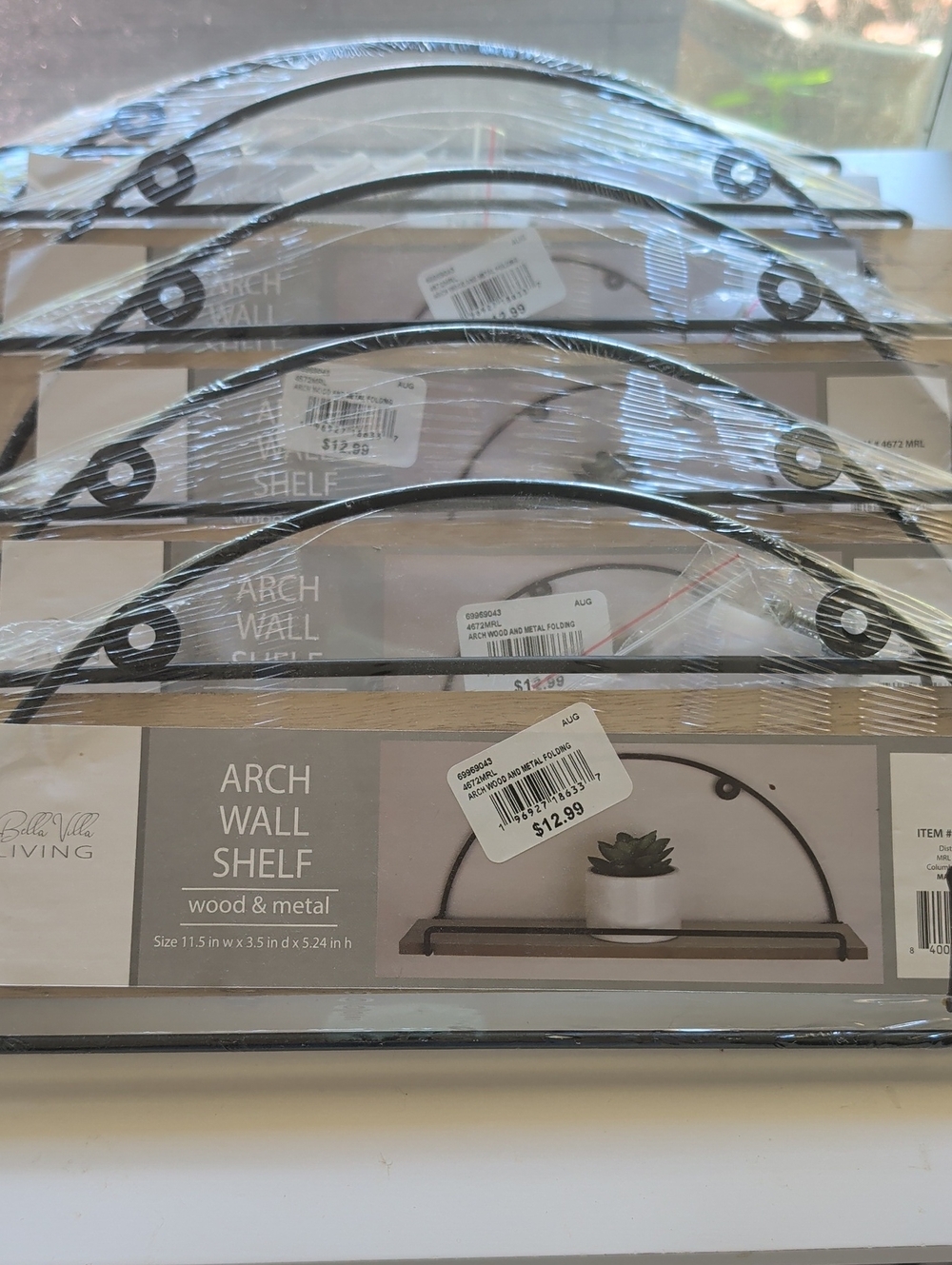 Set Of 5: Arch Wall Shelf - Wood & Metal